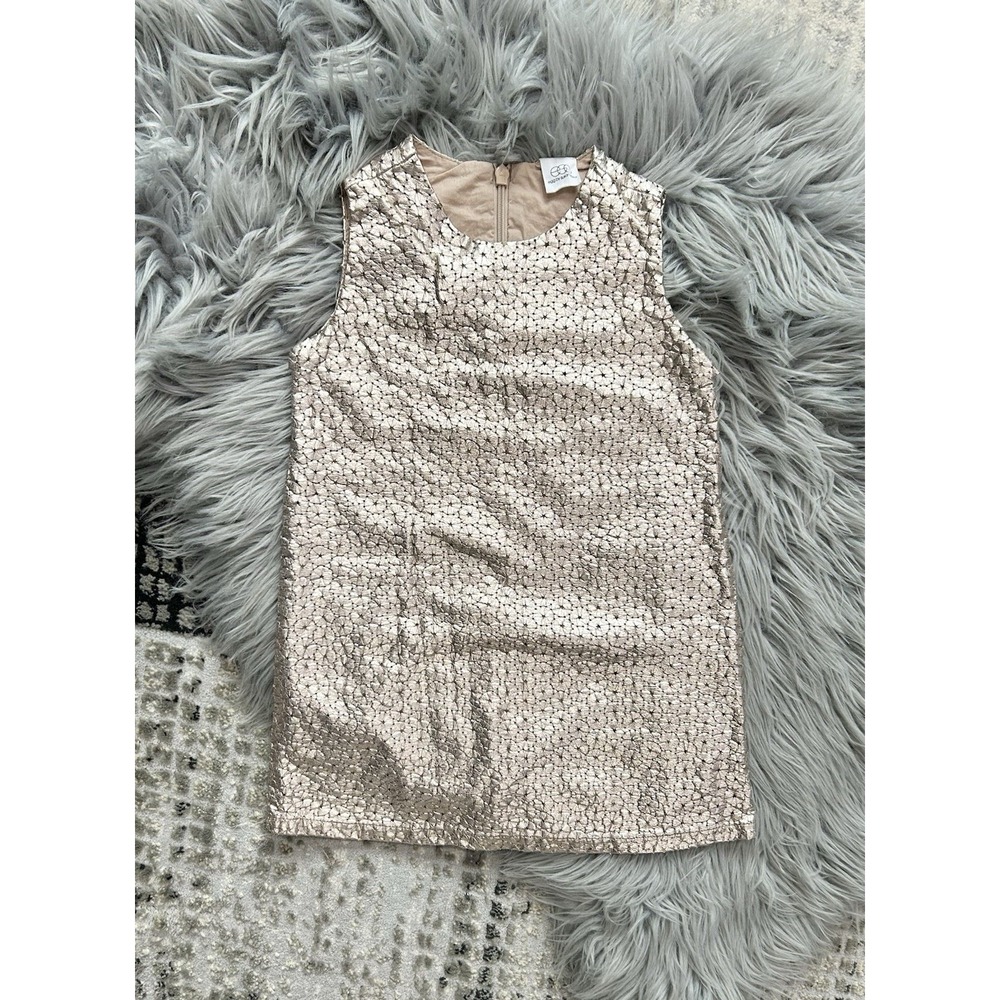 EGG By‎ Susan lazar Metallic Floral Faux Leather Style Dress 4Y